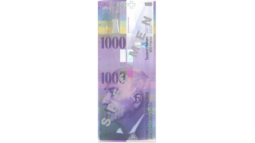 Eighth banknote series, 1995, 1000 franc note, front