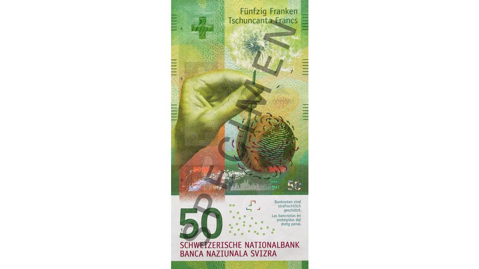 Banconote da 50 franchi Specimen, vista recto