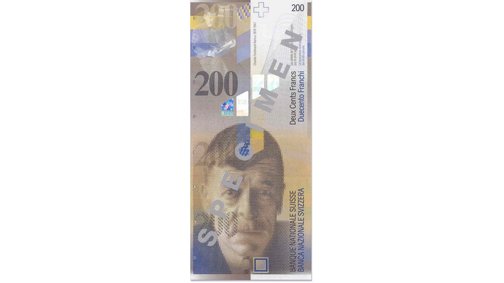 8. Banknotenserie 1995, 200-Franken-Note, Vorderseite
