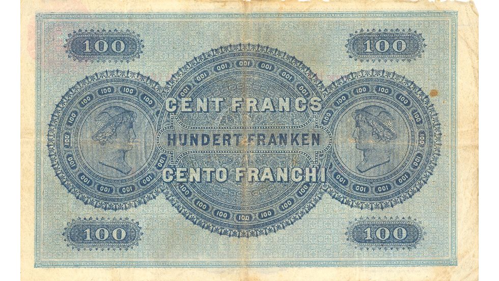 1ère série de billets 1907, Billet de 100 francs, verso