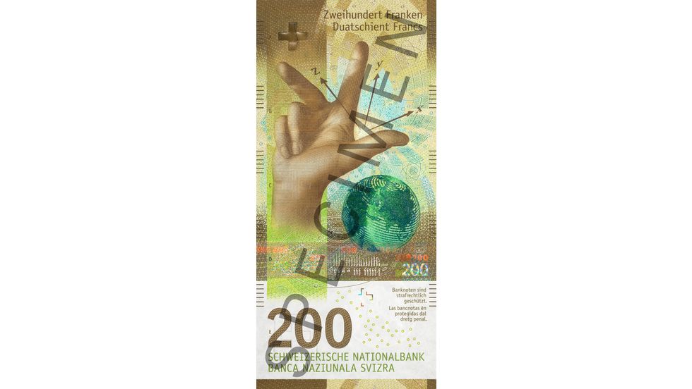 Banconote da 200 franchi Specimen, vista recto